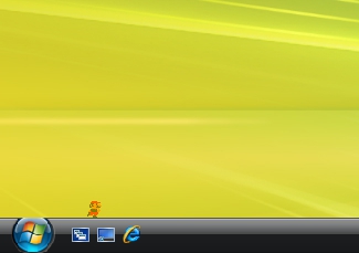 「タスクバー上を走るマリオ」スクリーンショット